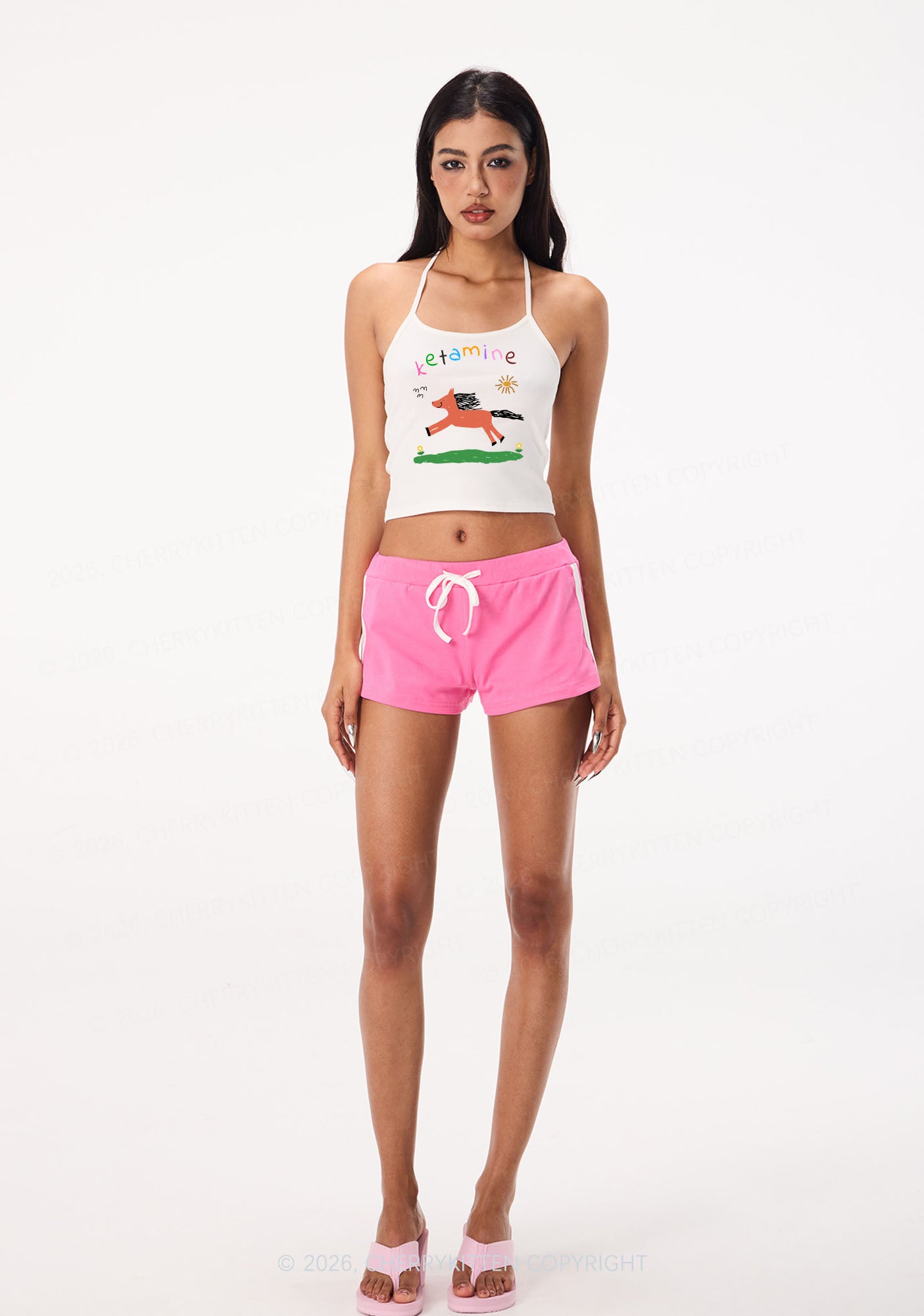 Orange Pony Y2K Halter Neck Cami Cherrykitten