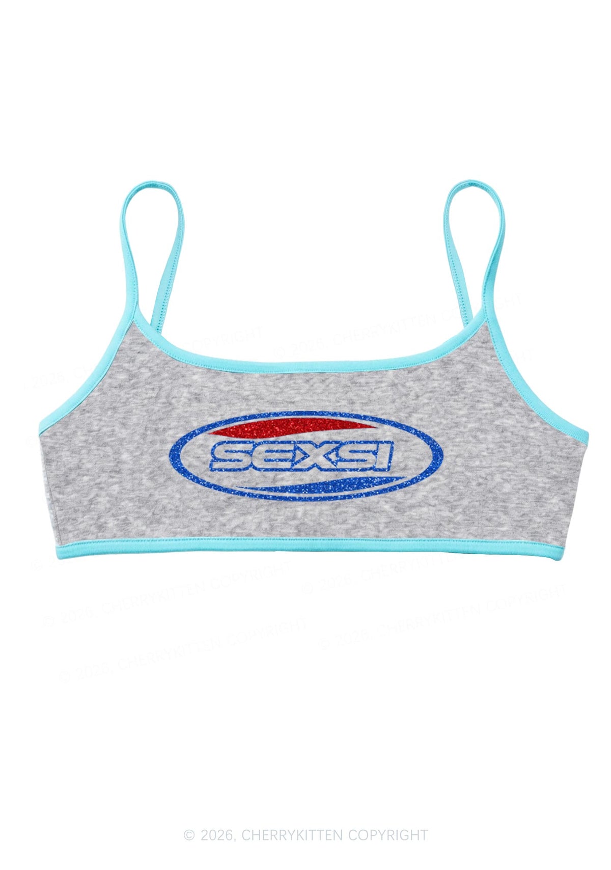 Glitter Sexsi Slogan Y2K Super Crop Cami Cherrykitten