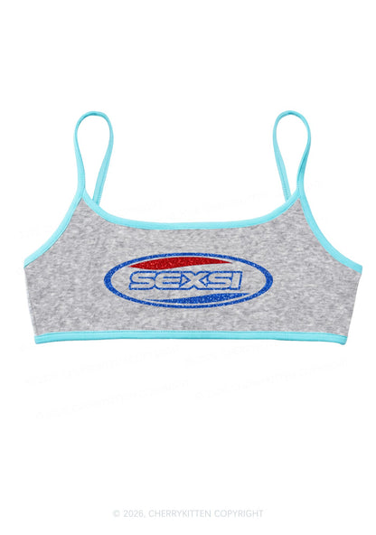 Glitter Sexsi Slogan Y2K Super Crop Cami Cherrykitten