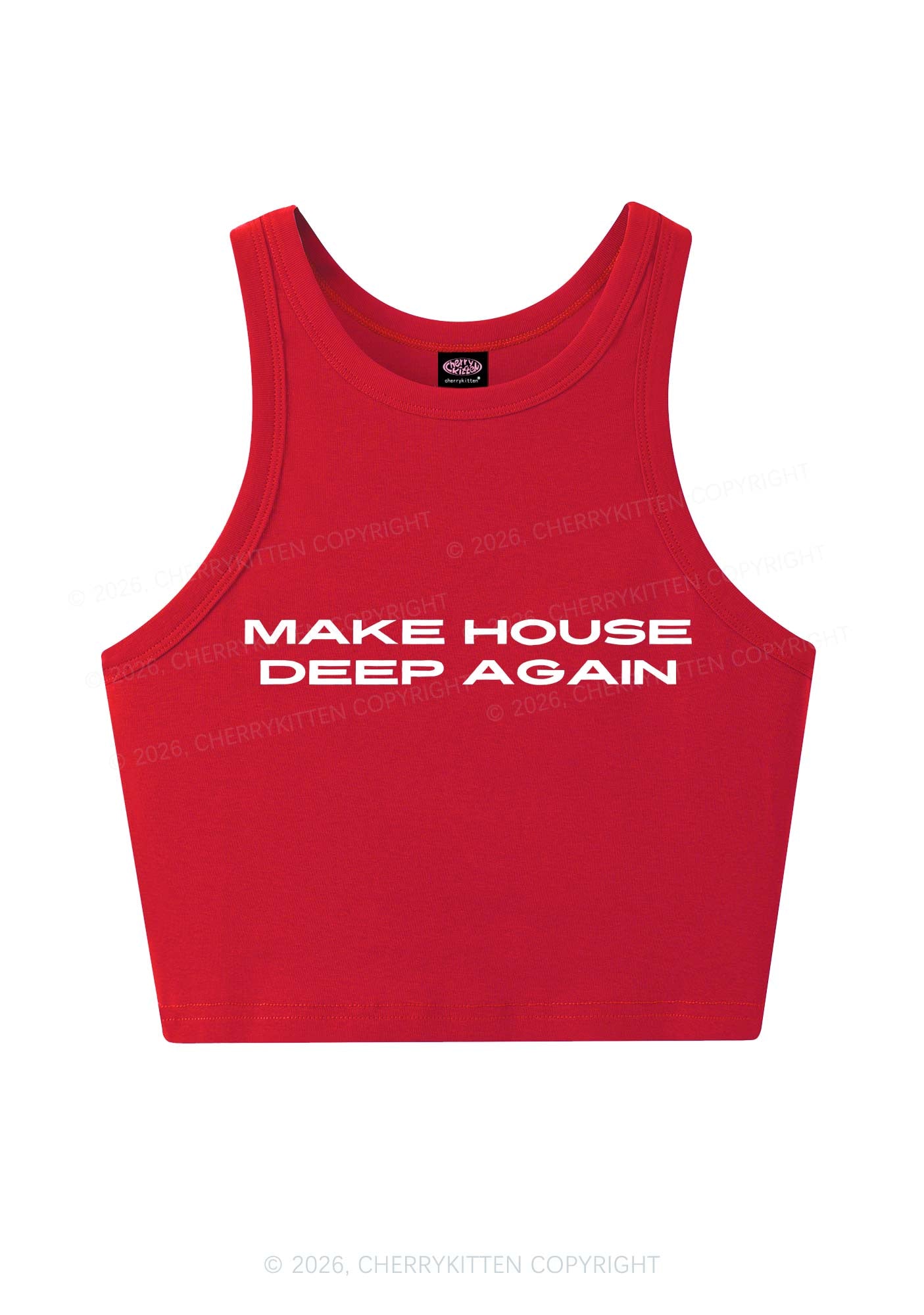 Make House Deep Again Y2K Crop Tank Top Cherrykitten