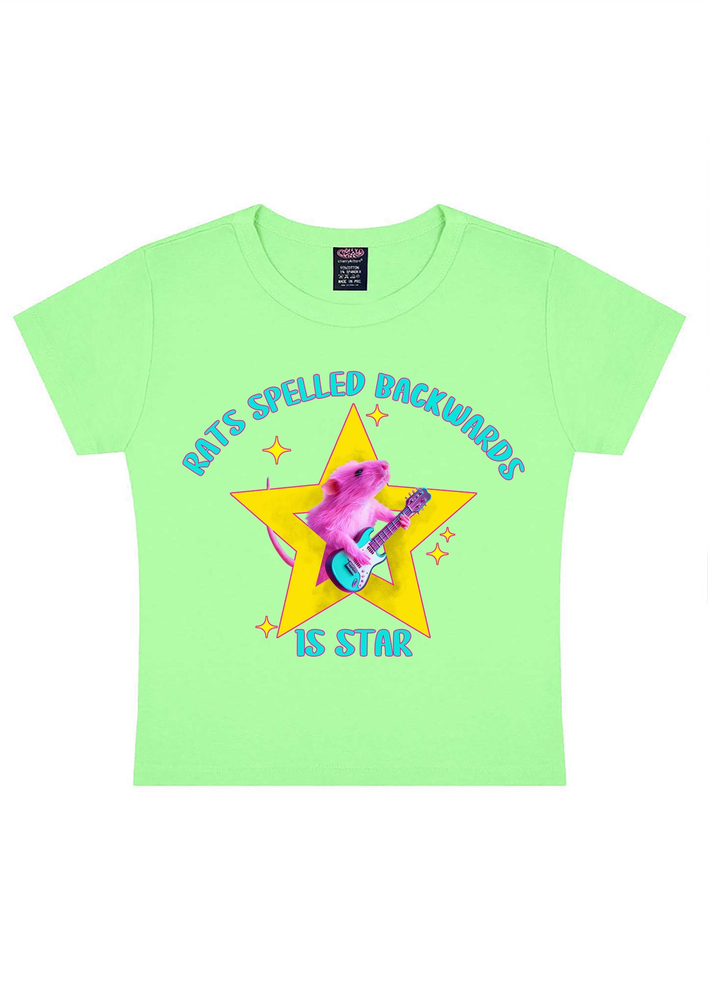 Rats Spelled Backwards Is Star Y2K Baby Tee Cherrykitten