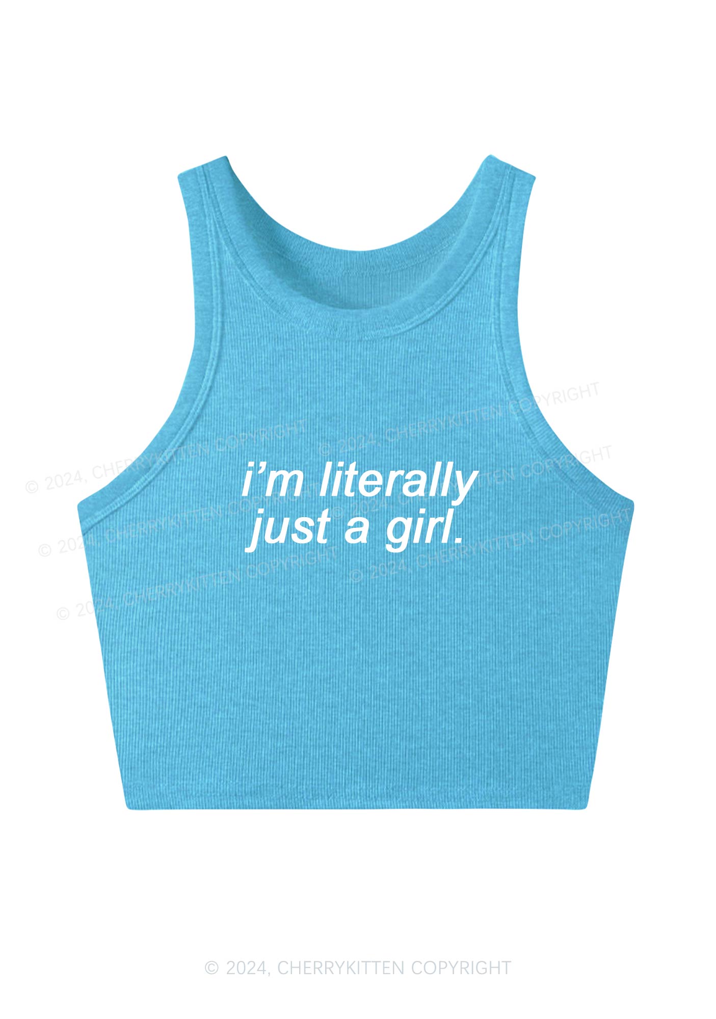 Literally Just A Girl Y2K Crop Tank Top Cherrykitten