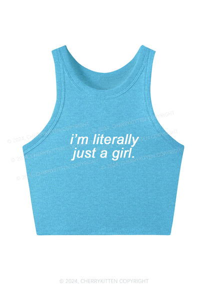 Literally Just A Girl Y2K Crop Tank Top Cherrykitten
