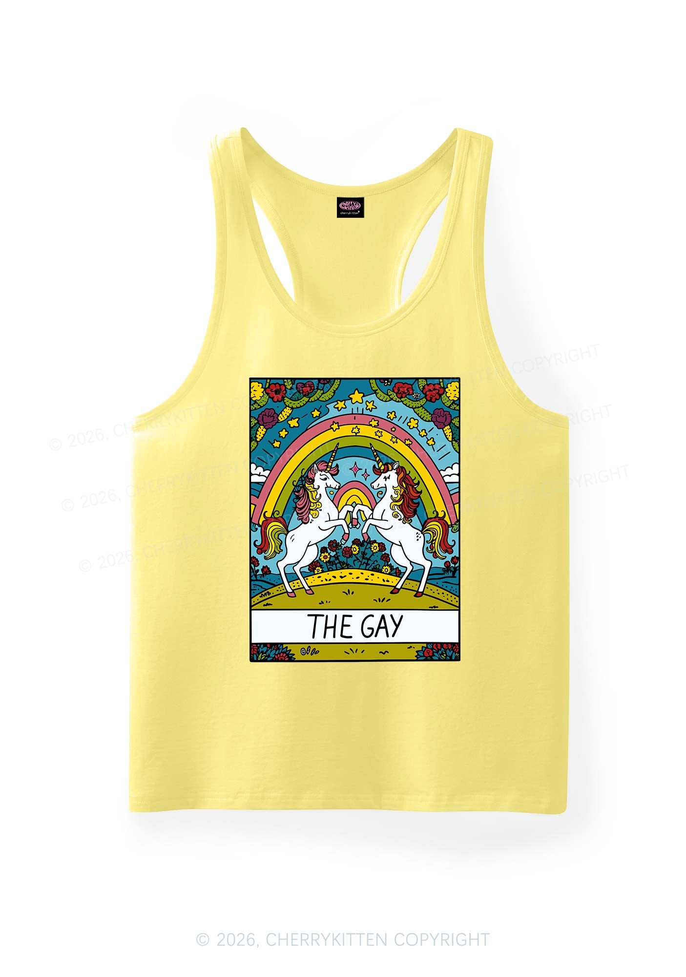The Gay Unicorn Pride Y2K Men Racerback Tank Top Cherrykitten