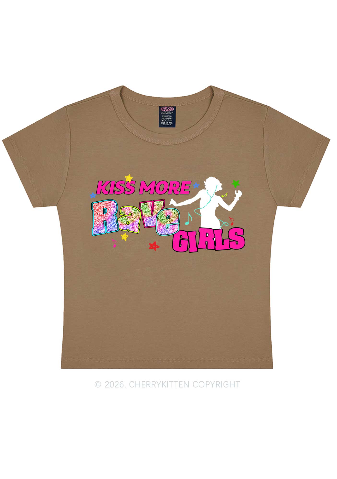 Kiss More Rave Girls Y2K Baby Tee Cherrykitten
