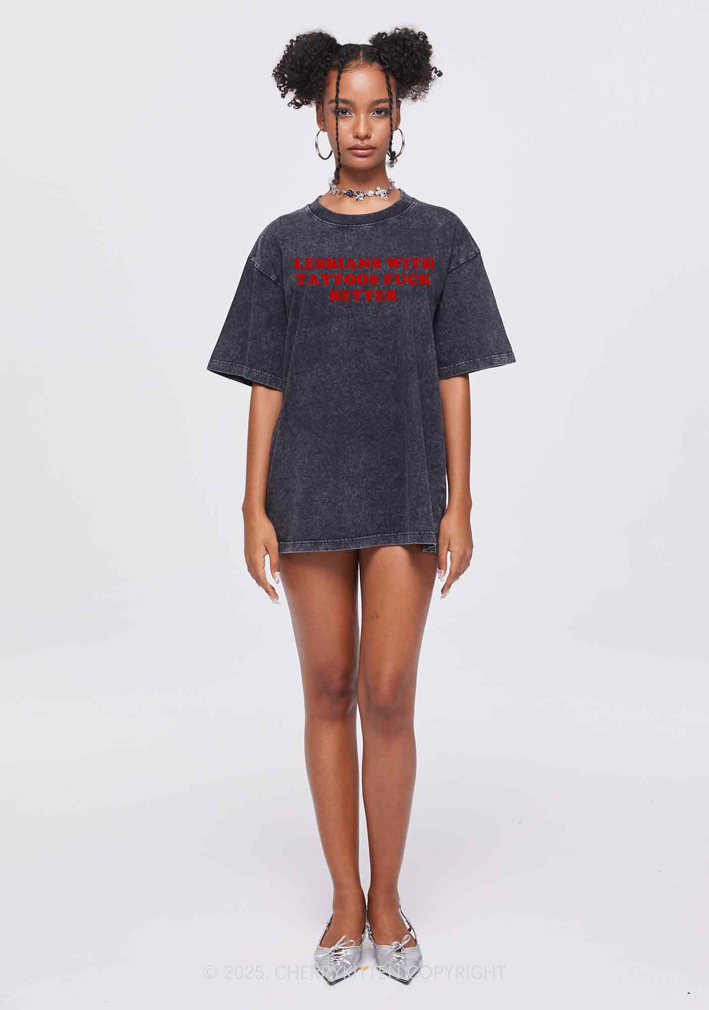 Lesbians With Tattoos Pride Y2K Shirts Washed Tee Cherrykitten