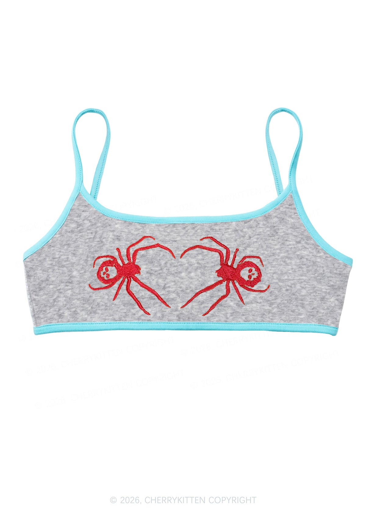 Embroidered Skull Spider Y2K Super Crop Cami Cherrykitten