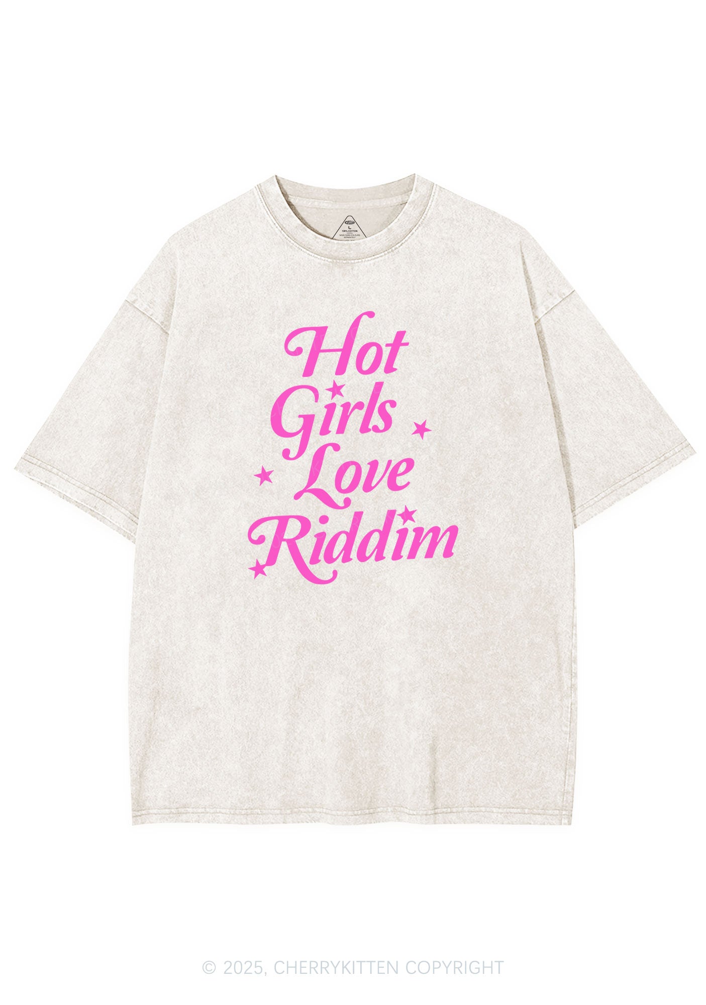 Hot Girls Love Riddim Y2K Shirts Washed Tee Cherrykitten