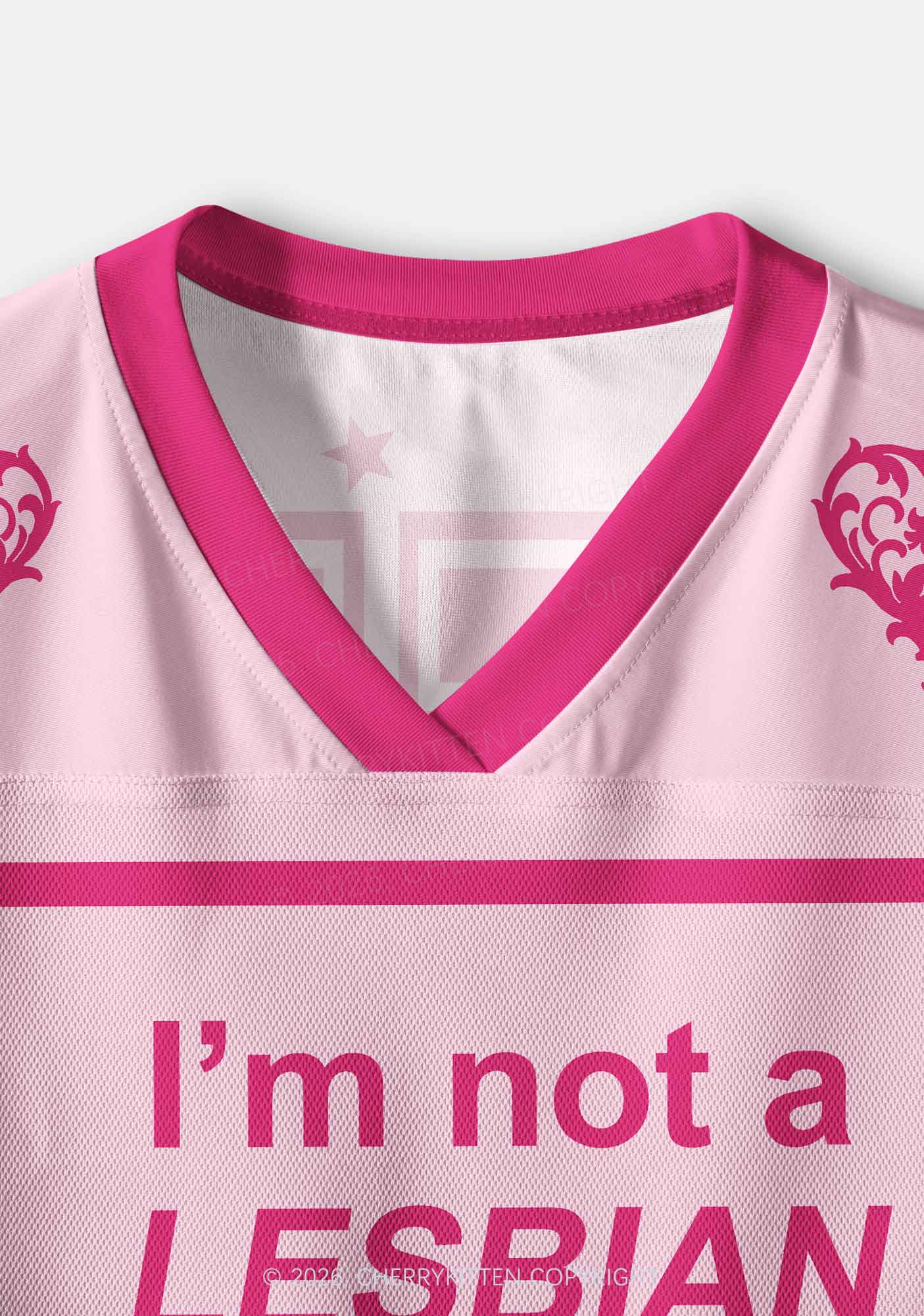 Im Not A Lesbian Pride Y2K Crop Sport Jersey Shirts Cherrykitten