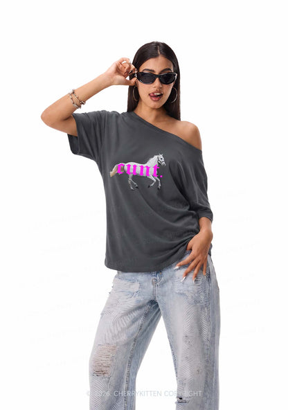 Cxxt Horse Y2K Off Shoulder Tee Cherrykitten
