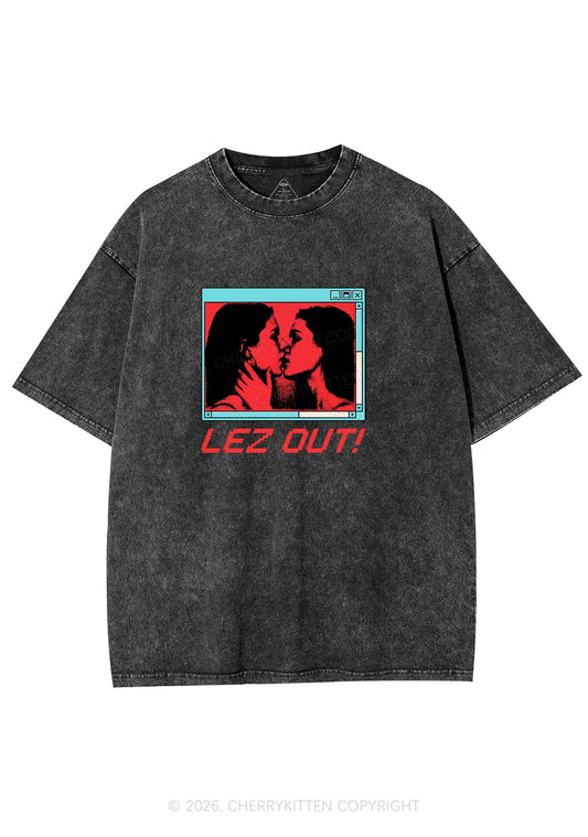 Lez Out Pride Y2K Shirts Washed Tee Cherrykitten