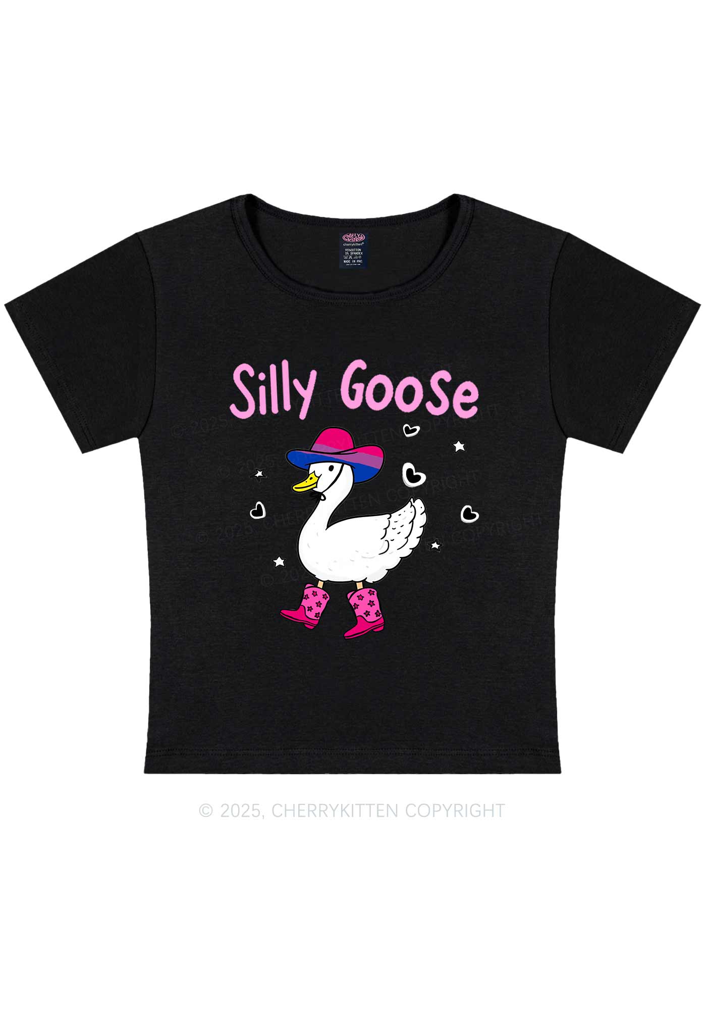 Silly Goose Bisexual Pride Y2K Baby Tee Cherrykitten
