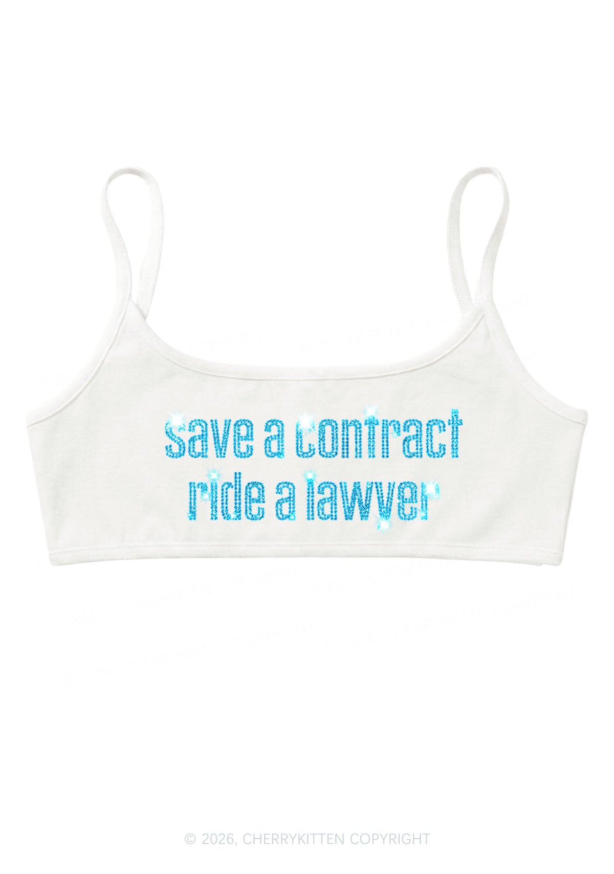 Rhinestone Ride A Lawyer Y2K Super Crop Cami Cherrykitten