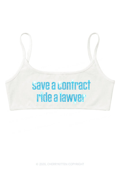 Rhinestone Ride A Lawyer Y2K Super Crop Cami Cherrykitten