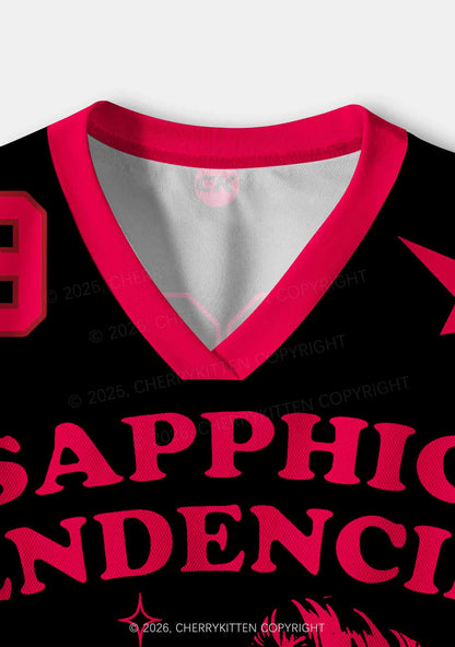 Sapphic Tendencies Kiss Girls Pride Y2K Crop Sport Jersey Shirts Cherrykitten