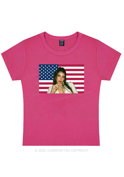 Custom Portrait Flag Y2K Baby Tee Cherrykitten
