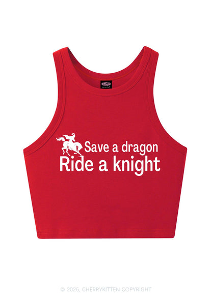 Save Dragon Ride Knight Y2K Crop Tank Top Cherrykitten