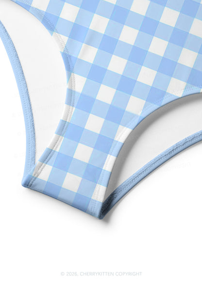 Blue Plaid Lesbian Princess Pride Y2K Print Bikini Set Cherrykitten