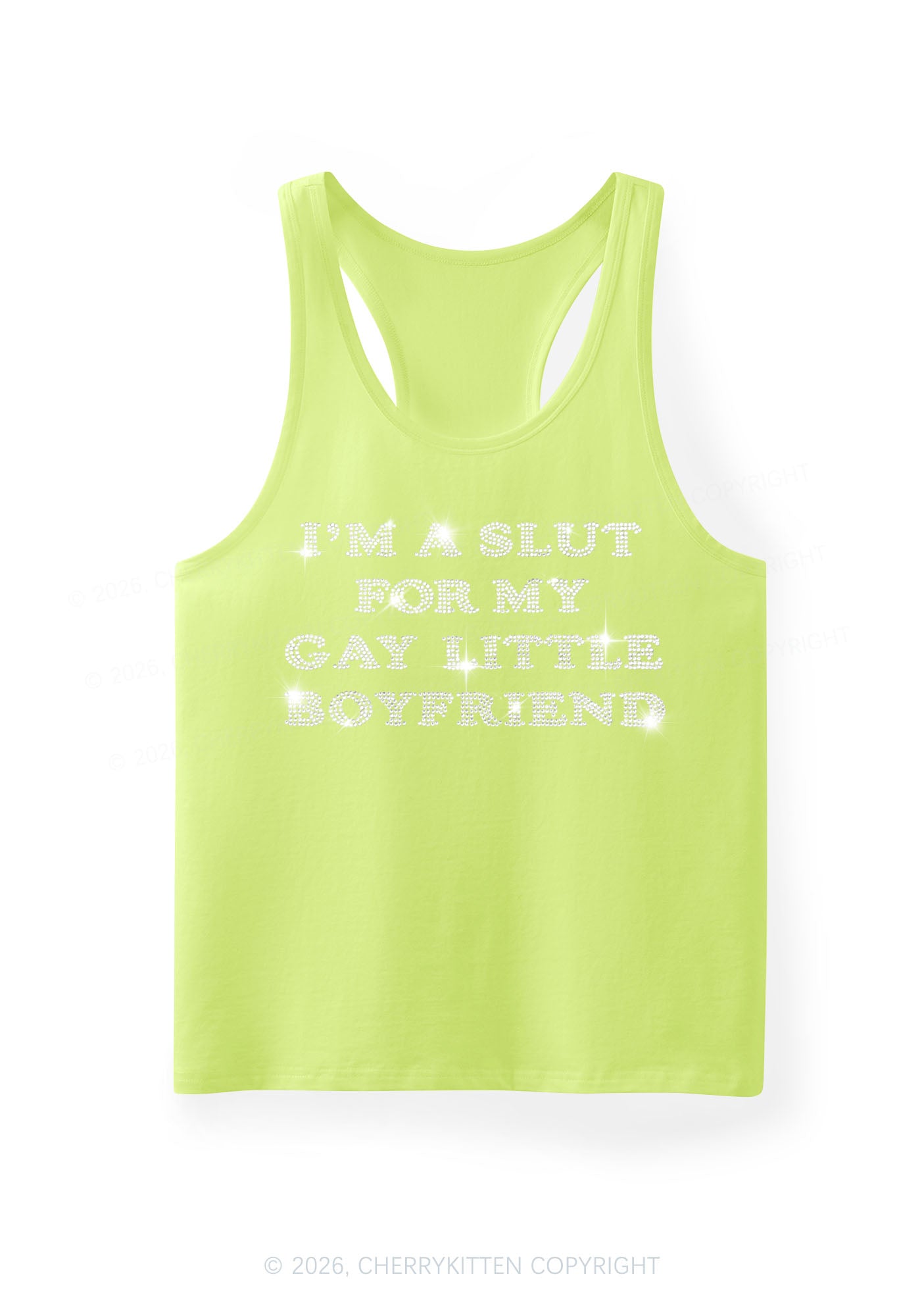 Rhinestone Slxt For My Gay BF Pride Y2K Men Racerback Tank Top Cherrykitten