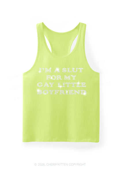 Rhinestone Slxt For My Gay BF Pride Y2K Men Racerback Tank Top Cherrykitten