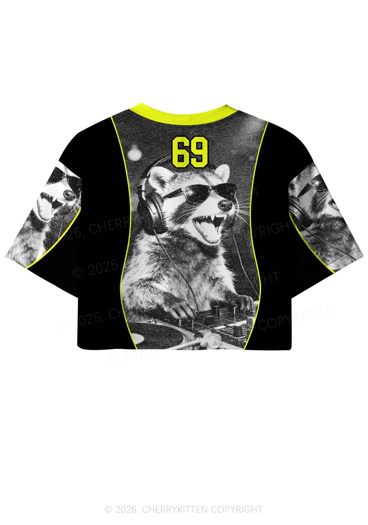 DJ Raccoon Y2K Crop Sport Jersey Shirts Cherrykitten
