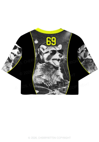 DJ Raccoon Y2K Crop Sport Jersey Shirts Cherrykitten