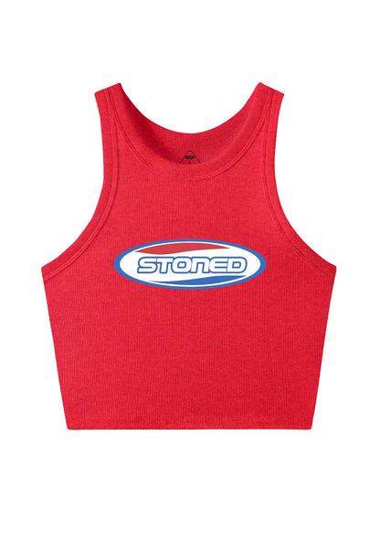 Stoned Slogan Y2K Crop Tank Top Cherrykitten