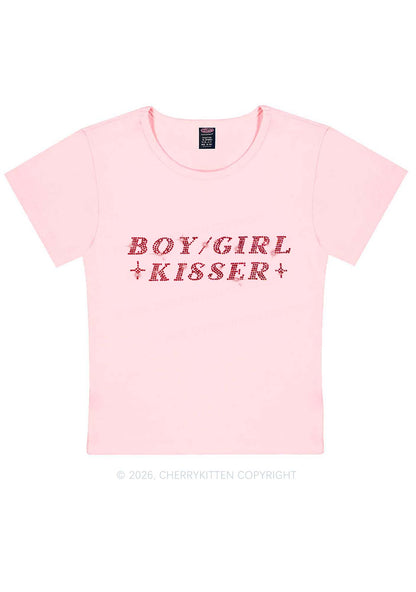 Rhinestone Boy Girl Kisser Pride Y2K Baby Tee Cherrykitten