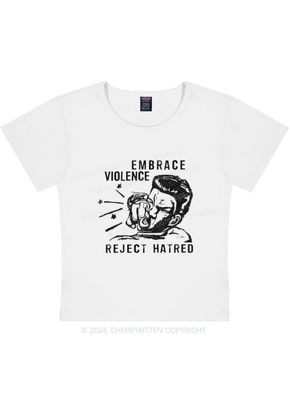 Curvy Embrace Violence Y2K Baby Tee Cherrykitten