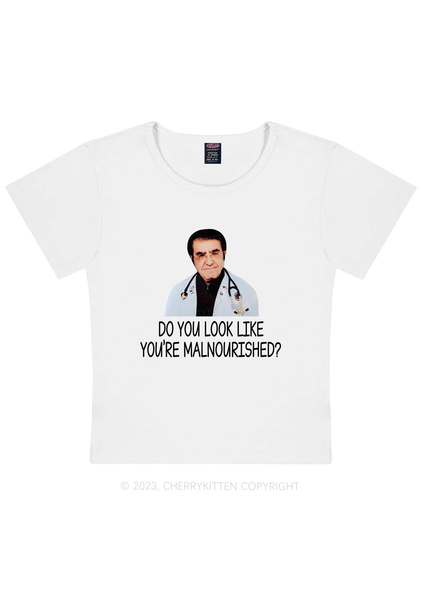 Curvy You're Malnourished Y2K Baby Tee Cherrykitten