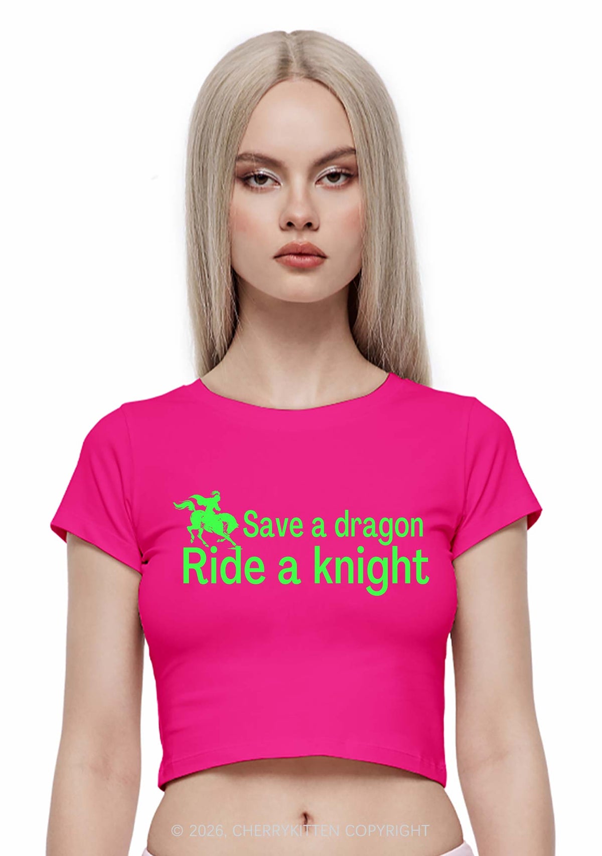 Save Dragon Ride Knight Y2K Baby Tee Cherrykitten