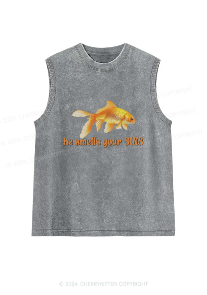 He Smells Your Sins Y2K Washed Tank Cherrykitten