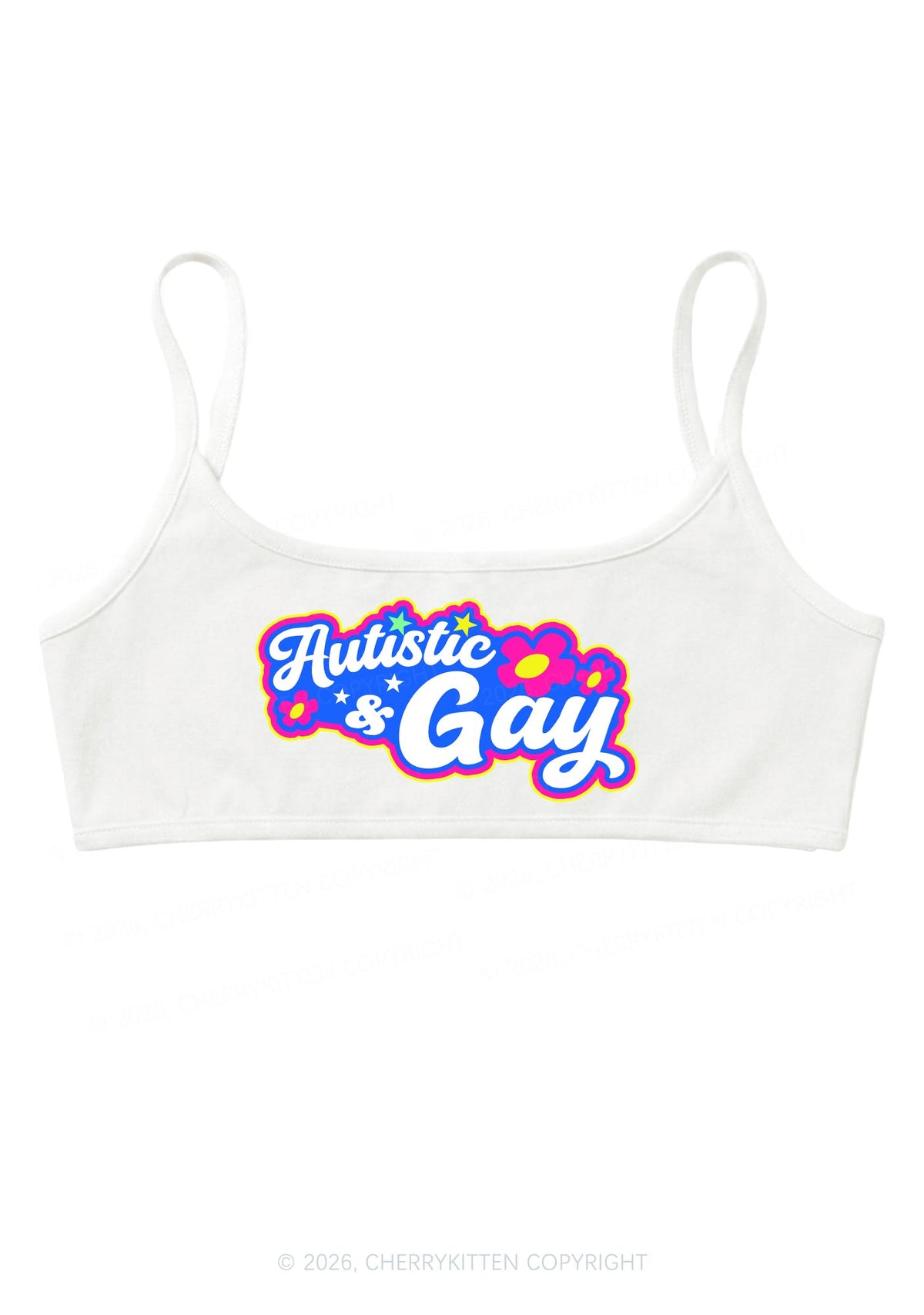 Autistic Gay Pride Y2K Super Crop Cami Cherrykitten