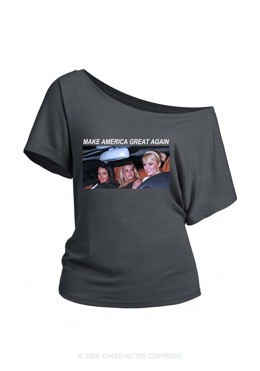 Make America Great Again Y2K Off Shoulder Tee Cherrykitten
