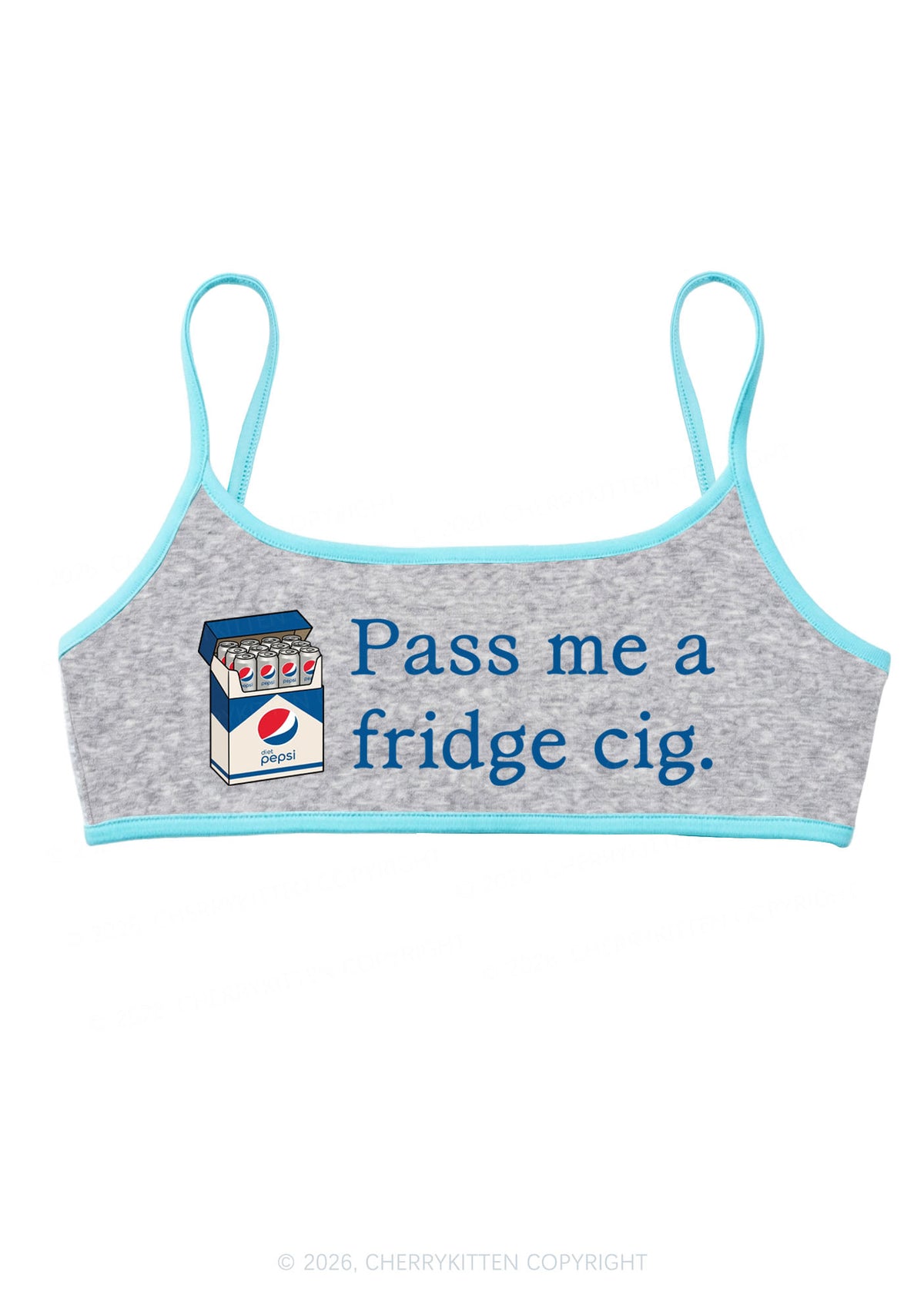 Pass Me A Fridge Cig Blue Drinks Y2K Super Crop Cami Cherrykitten