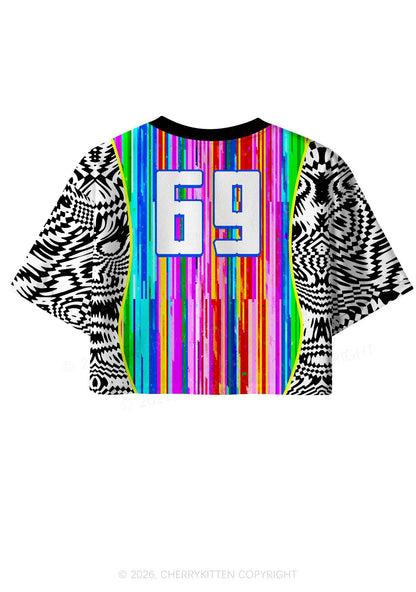 Hating Techno Y2K Crop Sport Jersey Shirts Cherrykitten