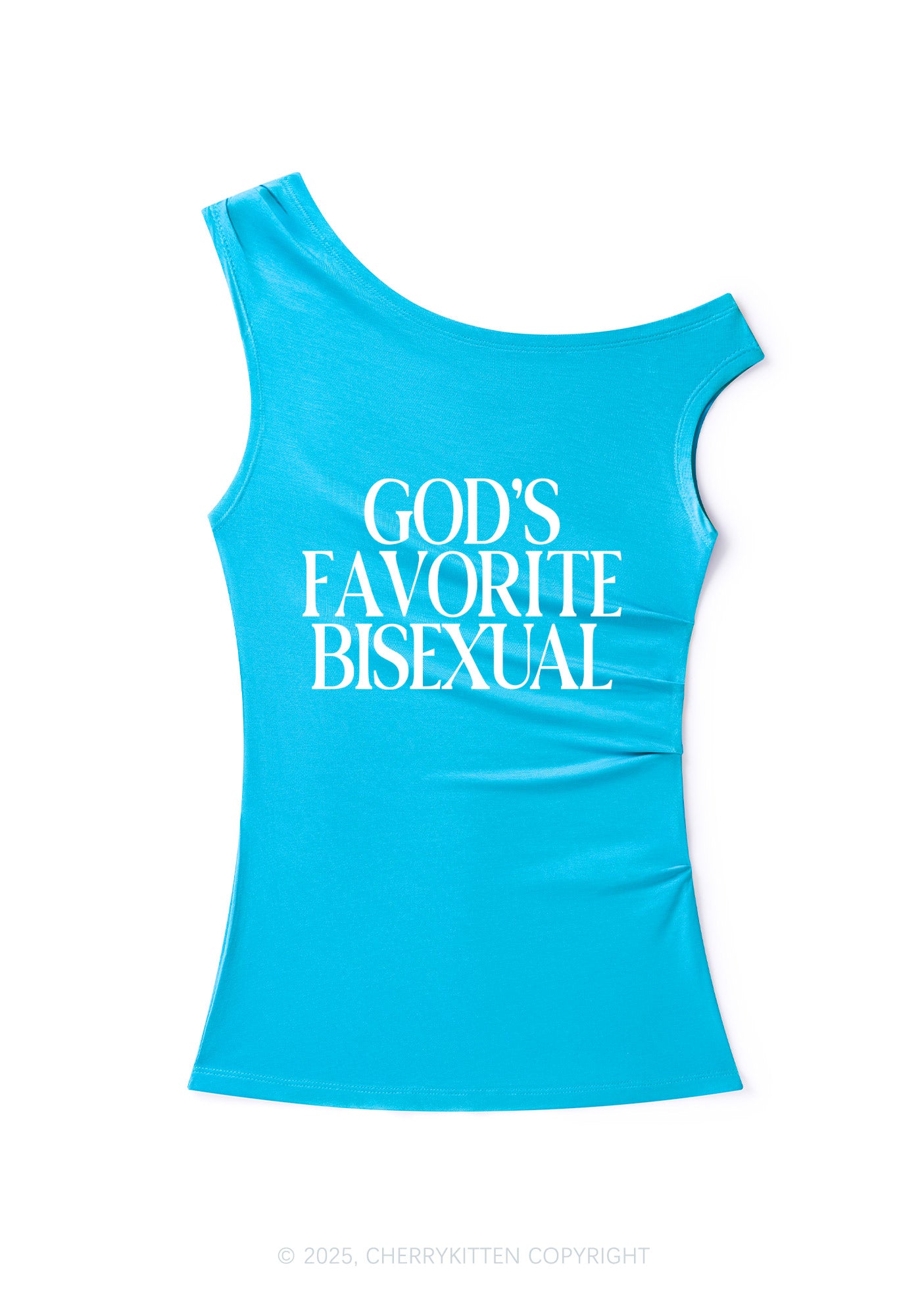 Gods Favorite Bisexual Pride Y2K Off Shoulder Tank Top Cherrykitten