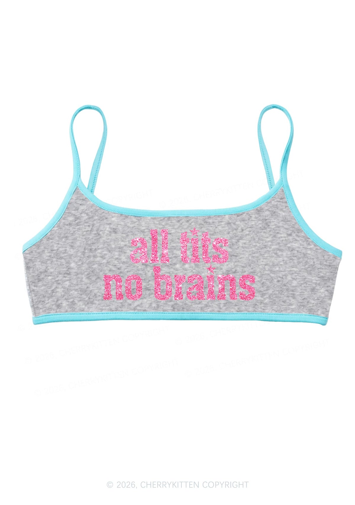 Glitter All Txts No Brains Star Y2K Super Crop Cami Cherrykitten