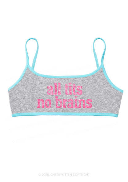 Glitter All Txts No Brains Star Y2K Super Crop Cami Cherrykitten