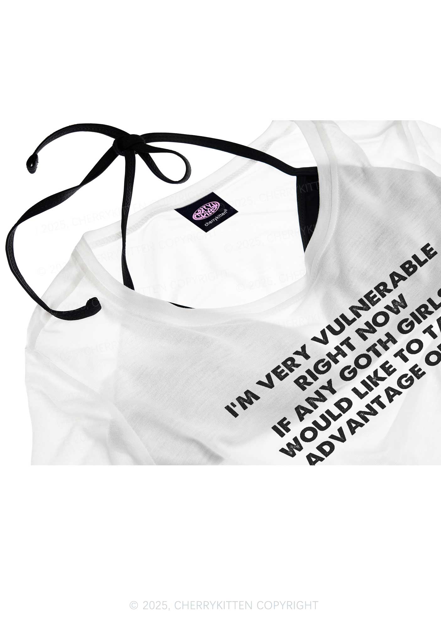 Im Vulnerable Y2K Sheer Crop Tee Cherrykitten