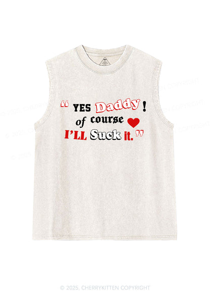 Daddy Suck It Y2K Washed Muscle Tank Cherrykitten