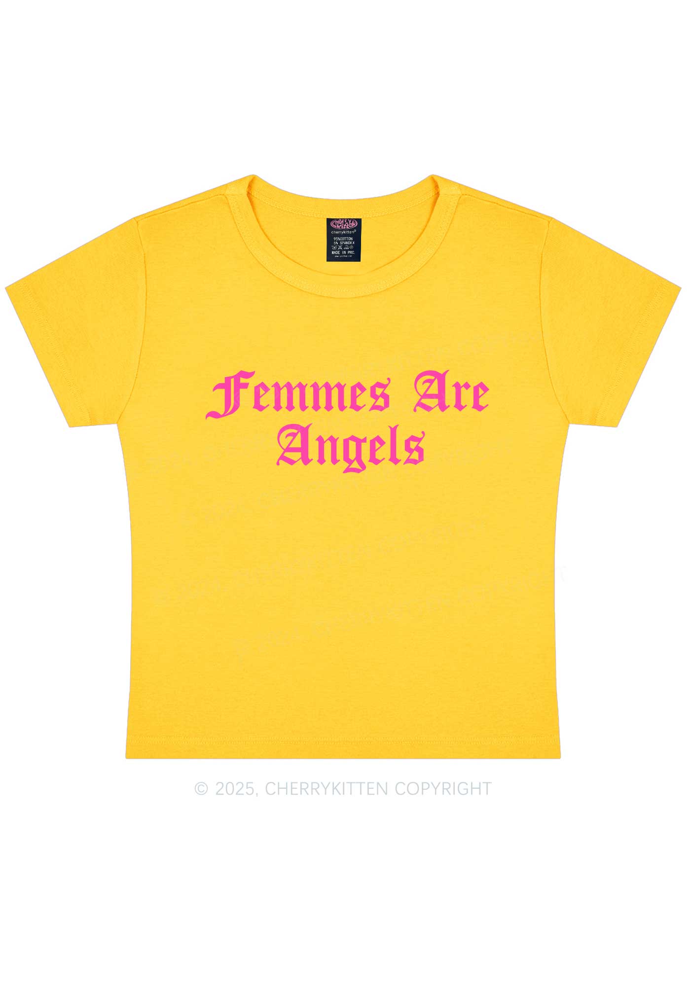 Femmes Are Angels Y2K Baby Tee Cherrykitten