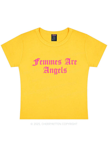 Femmes Are Angels Y2K Baby Tee Cherrykitten