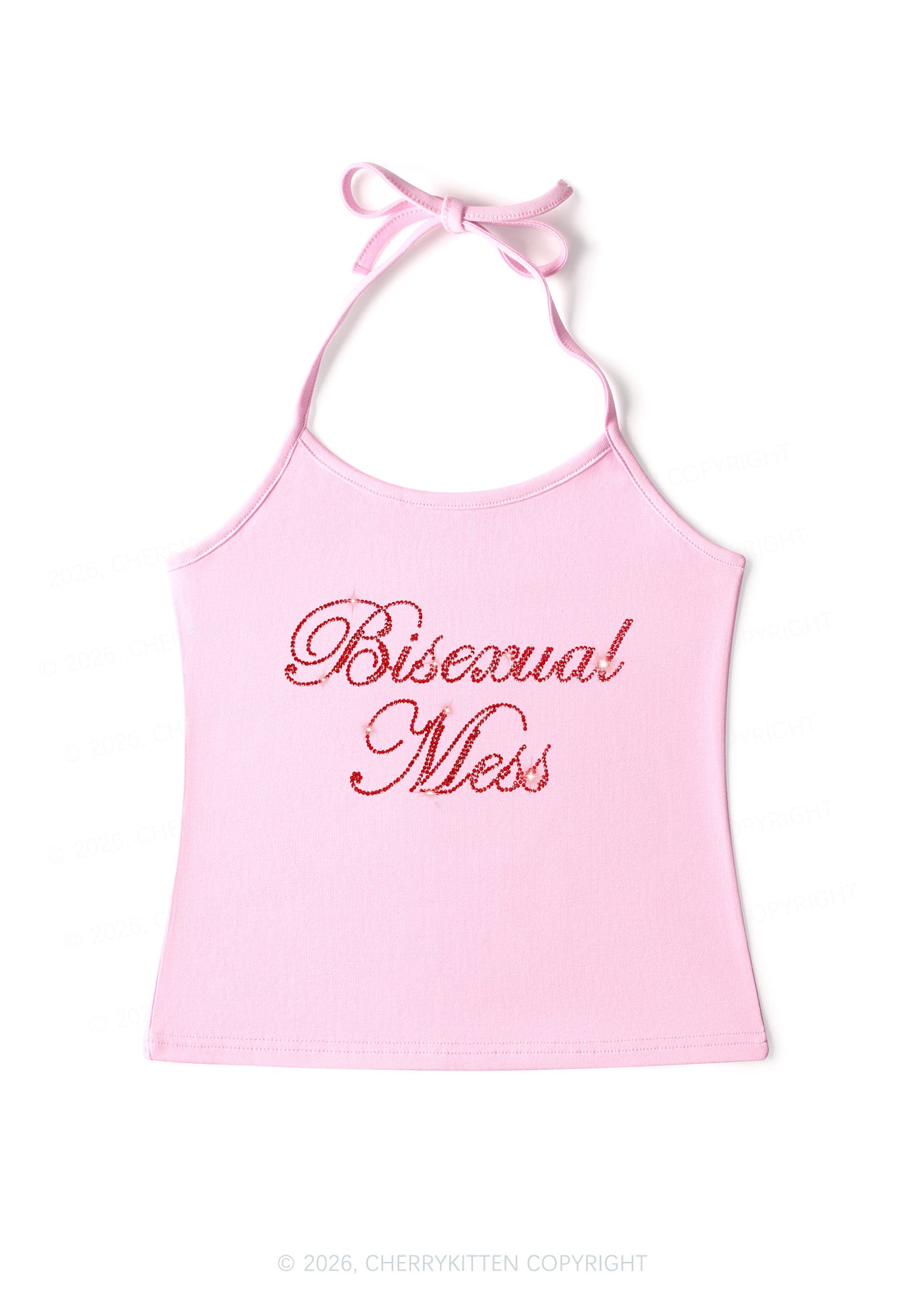 Rhinestone Bisexual Mess Pride Y2K Halter Neck Cami Cherrykitten