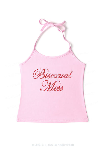 Rhinestone Bisexual Mess Pride Y2K Halter Neck Cami Cherrykitten