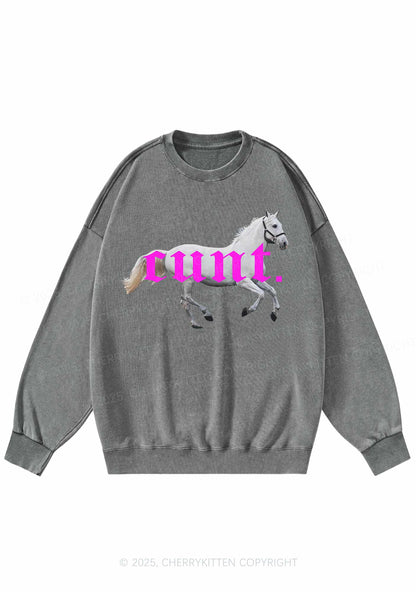 Cxxt Horse Y2K Washed Sweatshirts Cherrykitten
