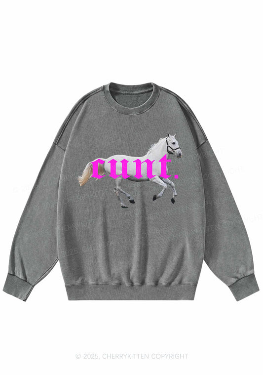 Cxxt Horse Y2K Washed Sweatshirts Cherrykitten