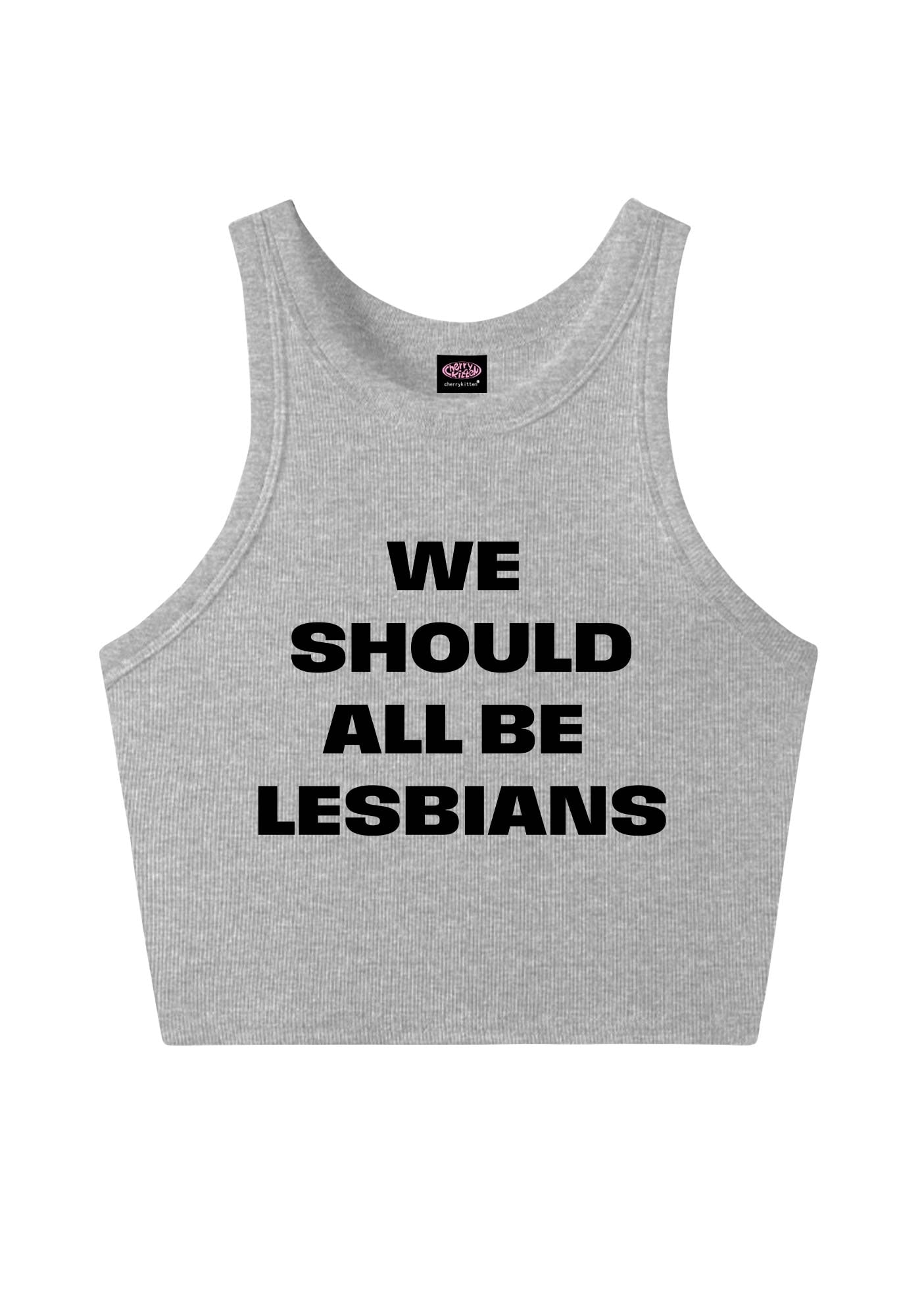 We Should All Be Lesbians Pride Y2K Crop Tank Top Cherrykitten