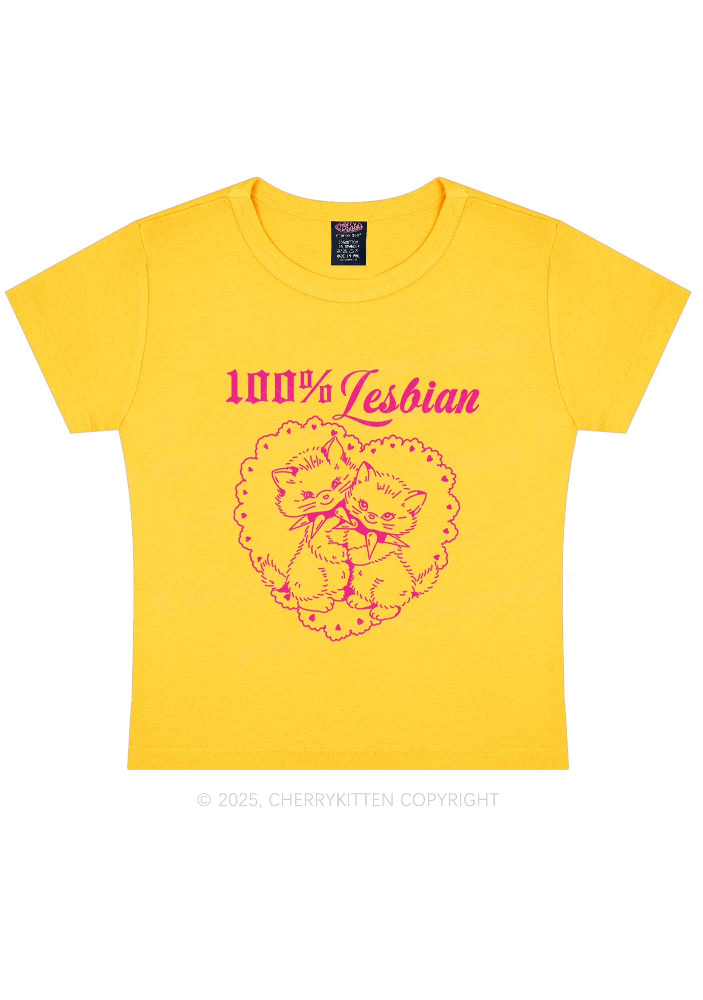 Lesbian Cats Y2K Baby Tee Cherrykitten