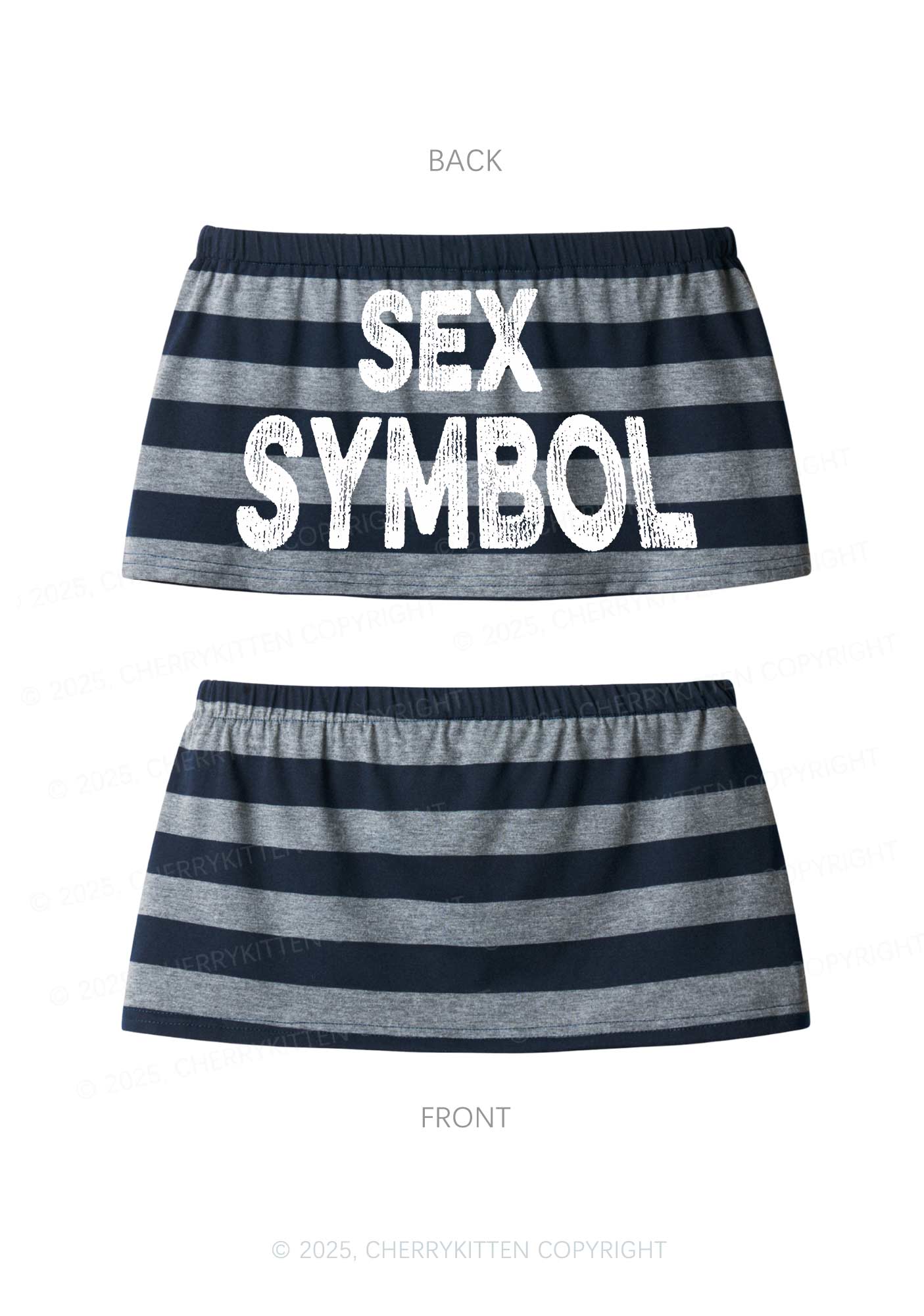 Sx Symbol Y2K Navy Grey Striped Mini Skirt Cherrykitten
